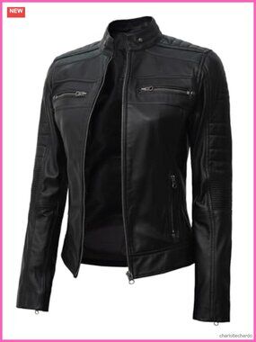 Cafe Racer Leather Jacket Womens Real Lambskin Zip Moto Biker